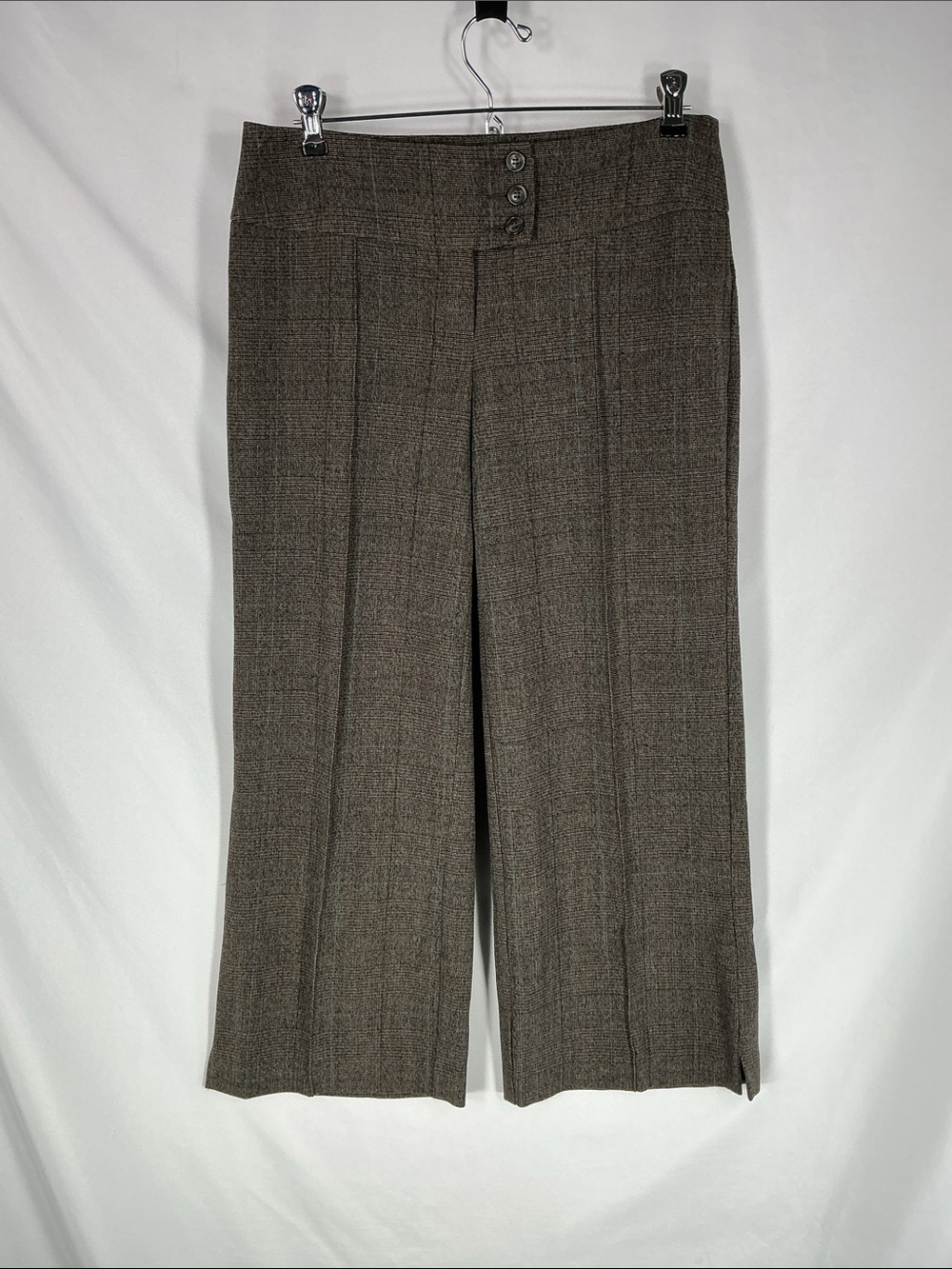 CAbi Plaid Straight Leg Trousers Size 2 Brownish Gray Work Wear Dress Pants 389